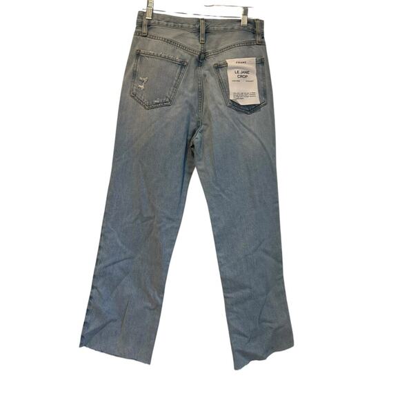 FRAME Le Jane Raw Hem High Waist Crop Wide Leg Jeans Temecula Rips Size 25 NWT - Picture 6 of 11